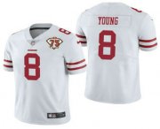 Wholesale Cheap Men's San Francisco 49ers #8 Steve Young White 75th Anniversary Patch 2021 Vapor Untouchable Stitched Nike Limited Jersey