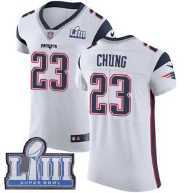 Wholesale Cheap Nike Patriots #23 Patrick Chung White Super Bowl LIII Bound Men\'s Stitched NFL Vapor Untouchable Elite Jersey