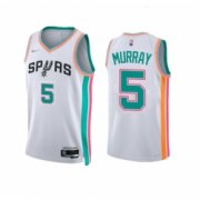 Wholesale Cheap Men San Antonio Spurs 5 Dejounte Murray 2021 22 White City Edition Stitched Jersey