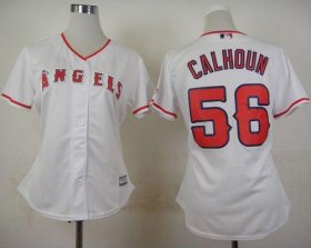 Wholesale Cheap Angels #56 Kole Calhoun White Home Women\'s Stitched MLB Jersey