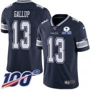 Wholesale Cheap Nike Cowboys #13 Michael Gallup Navy Blue Team Color Men's Stitched With Established In 1960 Patch NFL 100th Season Vapor Untouchable Limited Jersey