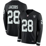 Wholesale Cheap Nike Raiders #28 Josh Jacobs Black Team Color Youth Stitched NFL Limited Therma Long Sleeve Jersey
