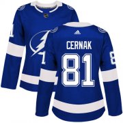Cheap Adidas Lightning #81 Erik Cernak Blue Home Authentic Women's Stitched NHL Jersey