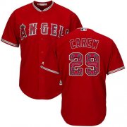 Wholesale Cheap Angels of Anaheim #29 Rod Carew Red Team Logo Fashion Stitched MLB Jersey
