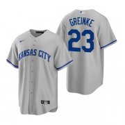 Wholesale Cheap Men's Kansas City Royals #23 Zack Greinke Grey Cool Base Stitched Jersey