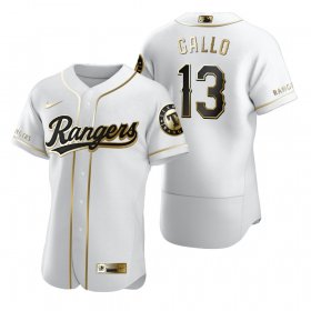 Wholesale Cheap Texas Rangers #13 Joey Gallo White Nike Men\'s Authentic Golden Edition MLB Jersey