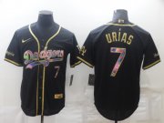 Wholesale Cheap Men's Los Angeles Dodgers #7 Julio Urias Black Iridescent Logo Stitched MLB Cool Base Nike Jersey