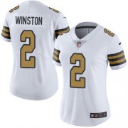 Wholesale Cheap Nike Saints #2 Jameis Winston White Women's Stitched NFL Limited Rush Jersey