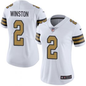 Wholesale Cheap Nike Saints #2 Jameis Winston White Women\'s Stitched NFL Limited Rush Jersey