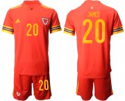 Wholesale Cheap Men 2021 European Cup Welsh home red 20 Soccer Jersey
