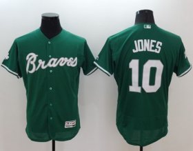 Wholesale Cheap Braves #10 Chipper Jones Green Celtic Flexbase Authentic Collection Stitched MLB Jersey