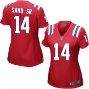 Wholesale Cheap Nike Patriots #14 Mohamed Sanu Sr Red Alternate Women's Stitched NFL Elite Jersey