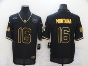 Wholesale Cheap Men's San Francisco 49ers #16 Joe Montana Black Gold 2020 Salute To Service Stitched NFL Nike Limited Jersey