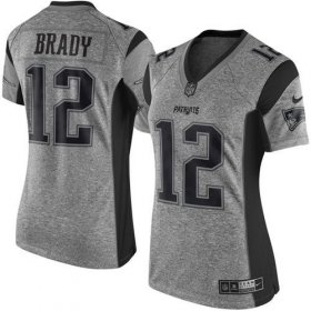 Wholesale Cheap Nike Patriots #12 Tom Brady Gray Women\'s Stitched NFL Limited Gridiron Gray Jersey