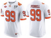 Wholesale Cheap Men's Clemson Tigers #99 Clelin Ferrell White 2017 Championship Game Patch Stitched CFP Nike Limited Jersey
