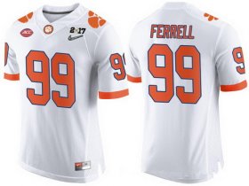 Wholesale Cheap Men\'s Clemson Tigers #99 Clelin Ferrell White 2017 Championship Game Patch Stitched CFP Nike Limited Jersey