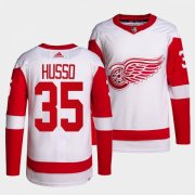 Men's Detroit Red Wings Authentic Primegreen #35 Ville Husso White Away Jersey