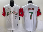 Wholesale Cheap Men's Mexico Baseball #7 Julio Urias Number 2023 White Red World Classic Stitched Jersey 48