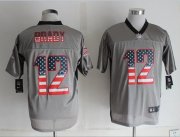 Wholesale Cheap Nike Patriots #12 Tom Brady Grey Men's Stitched NFL Elite USA Flag Fashion Jersey