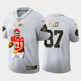 Cheap Kansas City Chiefs #87 Travis Kelce Nike Team Hero Vapor Limited NFL 100 Jersey White Golden