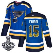 Wholesale Cheap Adidas Blues #15 Robby Fabbri Blue Home Authentic Drift Fashion 2019 Stanley Cup Final Stitched NHL Jersey