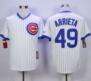 Wholesale Cheap Cubs #49 Jake Arrieta White Strip Home Cooperstown Stitched MLB Jersey