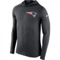 Wholesale Cheap Men's New England Patriots Nike Charcoal Stadium Touch Hooded Performance Long Sleeve T-Shirt