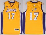 Wholesale Cheap Los Angeles Lakers #17 Jeremy Lin Revolution 30 Swingman 2014 New Yellow Jersey