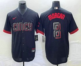 Wholesale Cheap Men\'s Cincinnati Reds #8 Joe Morgan Black 2023 City Connect Cool Base Stitched Jersey 1
