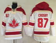 Wholesale Cheap Team CA. #87 Sidney Crosby White Sawyer Hooded Sweatshirt 2016 World Cup Stitched NHL Jersey