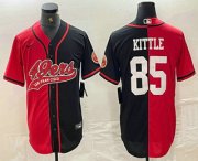 Cheap Men's San Francisco 49ers #85 George Kittle Red Black Two Tone Cool Base Stitched Baseball Jersey