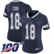 Wholesale Cheap Nike Cowboys #18 Randall Cobb Navy Blue Team Color Women's Stitched NFL 100th Season Vapor Limited Jersey