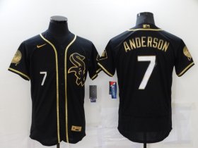 Wholesale Cheap Men\'s Chicago White Sox #7 Tim Anderson Black 2021 Golden Edition Stitched Flex Base Nike Jersey