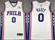 Wholesale Cheap Men's Philadelphia 76ers #0 Tyrese Maxey White 75th Anniversary Association Edition Swingman Stitched Jersey