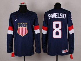 Wholesale Cheap 2014 Olympic Team USA #8 Joe Pavelski Navy Blue Stitched NHL Jersey