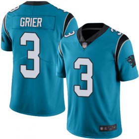 Wholesale Cheap Nike Panthers #3 Will Grier Blue Men\'s Stitched NFL Limited Rush Jersey