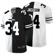 Cheap Las Vegas Raiders #34 Bo Jackson Men's Black V White Peace Split Nike Vapor Untouchable Limited NFL Jersey