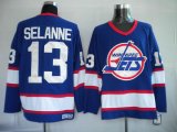 Wholesale Cheap Jets #13 Teemu Selanne Stitched Blue CCM Throwback NHL Jersey