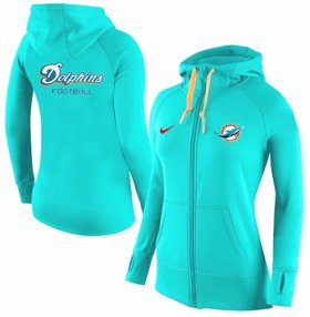 Wholesale Cheap Women\'s Nike Miami Dolphins Full-Zip Performance Hoodie Green