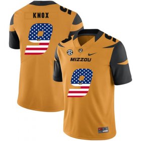 Wholesale Cheap Missouri Tigers 9 Jalen Knox Gold USA Flag Nike College Football Jersey
