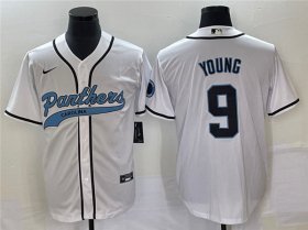 Wholesale Cheap Men\'s Carolina Panthers #9 Bryce Young White With Patch Cool Base Stitched Baseball Jersey