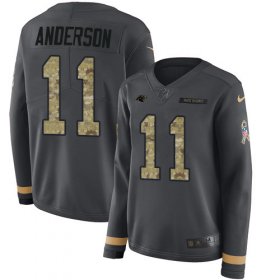 Wholesale Cheap Nike Panthers #11 Robby Anderson Anthracite Salute to Service Women\'s Stitched NFL Limited Therma Long Sleeve Jersey