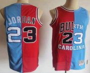 Wholesale Cheap Men's Chicago Bulls #23 Michael Jordan Blue Red Two Tone Stitched Hardwood Classic Swingman Jersey