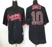Wholesale Cheap Braves #10 Chipper Jones Black Fashion Stitched MLB Jersey