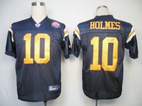Wholesale Cheap Jets #10 Santonio Holmes Dark Blue With AFL 50TH Patch Stitched NFL Jersey