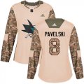 Wholesale Cheap Adidas Sharks #8 Joe Pavelski Camo Authentic 2017 Veterans Day Women's Stitched NHL Jersey