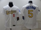 Wholesale Cheap Men's Los Angeles Dodgers #5 Freddie Freeman White Gold Flex Base Stitched Jersey