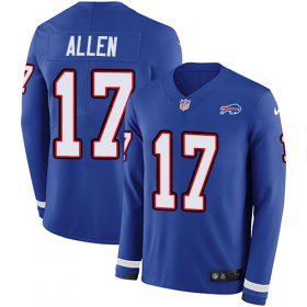 Wholesale Cheap Nike Bills #17 Josh Allen Royal Blue Team Color Men\'s Stitched NFL Limited Therma Long Sleeve Jersey