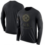 Wholesale Cheap Men's Pittsburgh Steelers Nike Black Salute to Service Sideline Legend Performance Long Sleeve T-Shirt