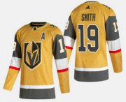 Wholesale Cheap Men's Vegas Golden Knights #19 Reilly Smith Gold 2020-21 Alternate Stitched Adidas Jersey
